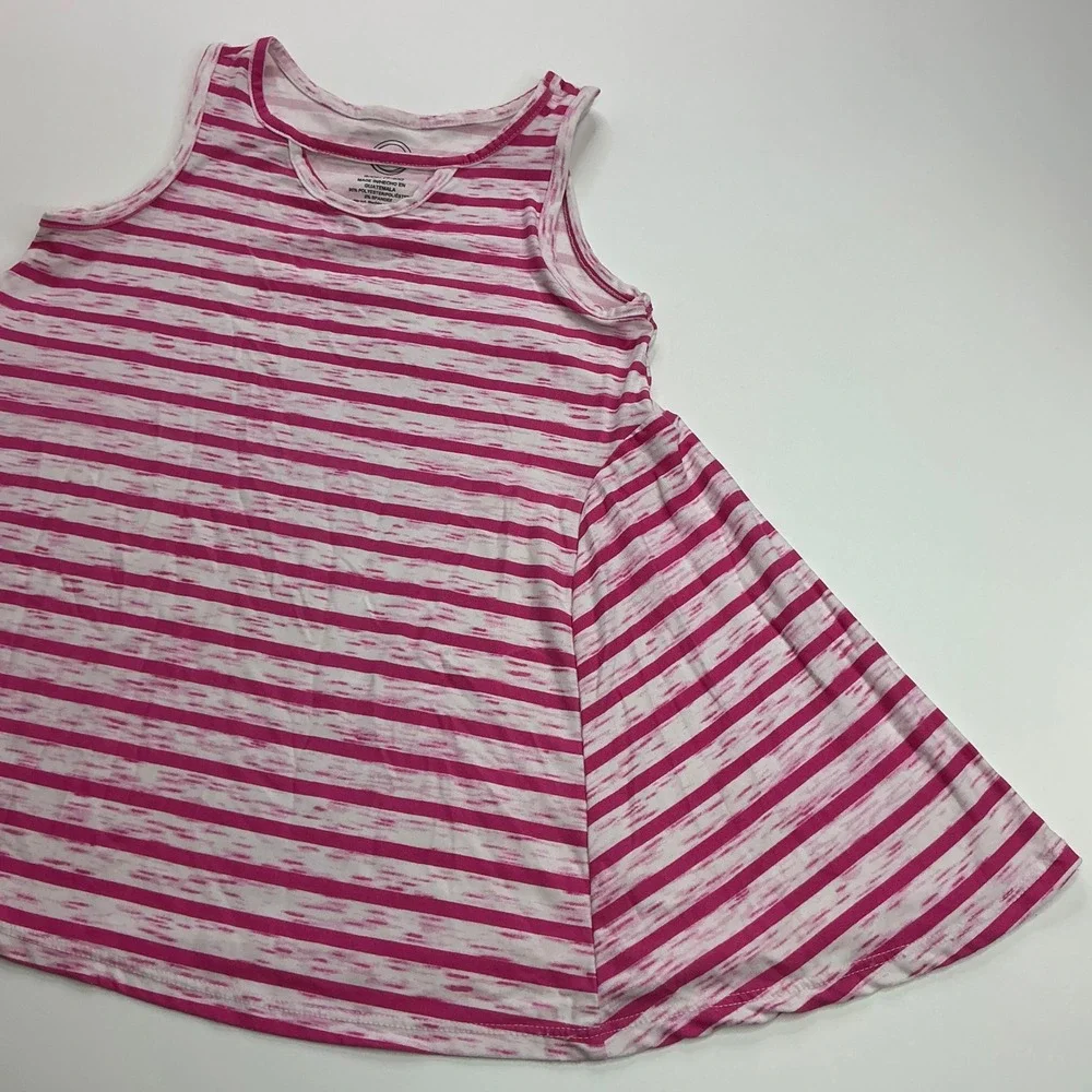 Wonder Nation Pink Striped Swing Tank Top Kids Size 6-6X Cutout Neckline